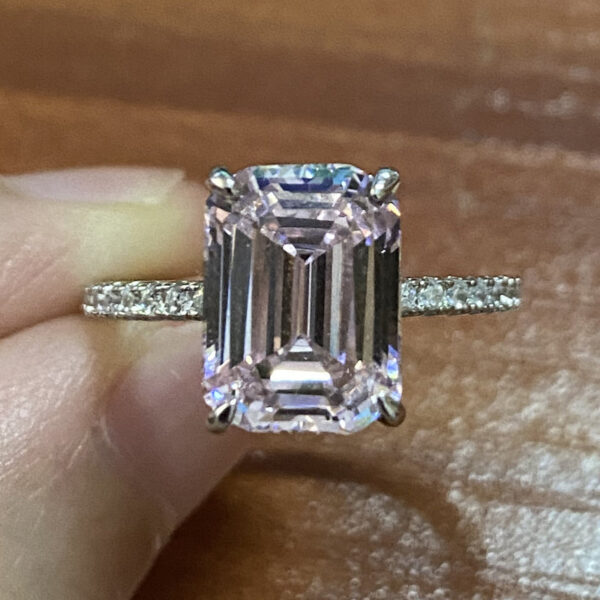 f56ca183913f0258 PANSYSEN Sterling Sier Emerald Cut High Carbon Diamond gemstone Wedding Rings for Women Proposal Engagement Ring