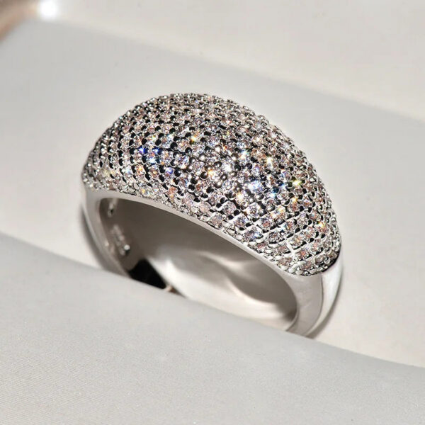 f56d426b98f4a5e1 Real Gold Rings Women Full Diamond Fine Jewelry Wedding Anniversary Party for Girlfriend&Wife Gift Bijoux Femme