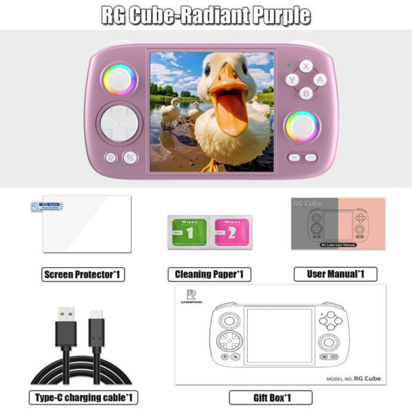 f5757f89287e5103 ANBERNIC RG Cube Retro Handheld Game Console 64bit Android 13 Unisoc T820 3.95 Inch IPS Screen Hall Joystick RGB lighting effect
