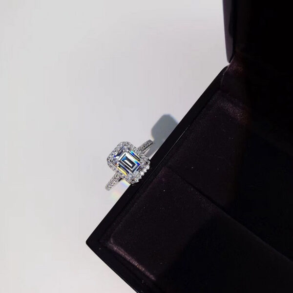 Emerald cut 2ct Lab Diamond cz Ring Sterling Sier Promise Engagement Wedding Band Rings for women Gemstones Party Jewelry
