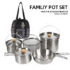 NOBANA Newest Outdoor Stainless Steel Pot Set Camping Family Pot Set 5L Portable Picnic Soup Pot Frying Steaming Household Pot