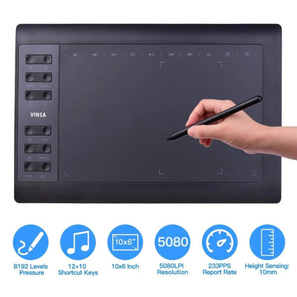 f59d237f82a0b5cd 10x6 Inch Professional Graphics Drawing Tablet 12 Express Keys with Windows for Painting Designing One Course
