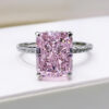 f5affc717cb3e531 OEVAS 100% Sterling Sier 8*10mm Yellow Pink Aquamarine High Carbon Diamond Radiant Cut Rings For Women Party Fine Jewelry