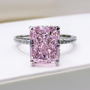 f5affc717cb3e531 OEVAS 100% Sterling Sier 8*10mm Yellow Pink Aquamarine High Carbon Diamond Radiant Cut Rings For Women Party Fine Jewelry