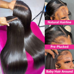 f5b84501aaf05091 13x6 Bone Straight Human Frontal 5x5 Glueless Wigs For Women Pre Plucked With Baby Hair 13x4 Lace Front Wig