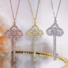 f5e8027cba623161 Real Sterling Sier Pendant Gold Plated Fashion Diamond Key Necklace New Wedding Dinner Party Fine Jewelry for Women