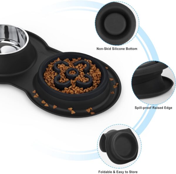 f5ea3e955a1c5b27 BurgeonNest Dog Bowl Slow Feeder,4 in 1 Dog Food and Water Bowl with Stand Slow Down Eating Dog Puzzle Bowl Set with Non-Skid Silicone Mat for Small Medium Dogs