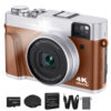 4K Digital Auto Focus 48MP Vlogging for YouTube and Anti-Shake Video Camera with Viewfinder Flash & Dial