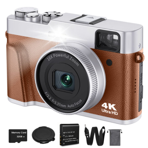 4K Digital Auto Focus 48MP Vlogging for YouTube and Anti-Shake Video Camera with Viewfinder Flash & Dial