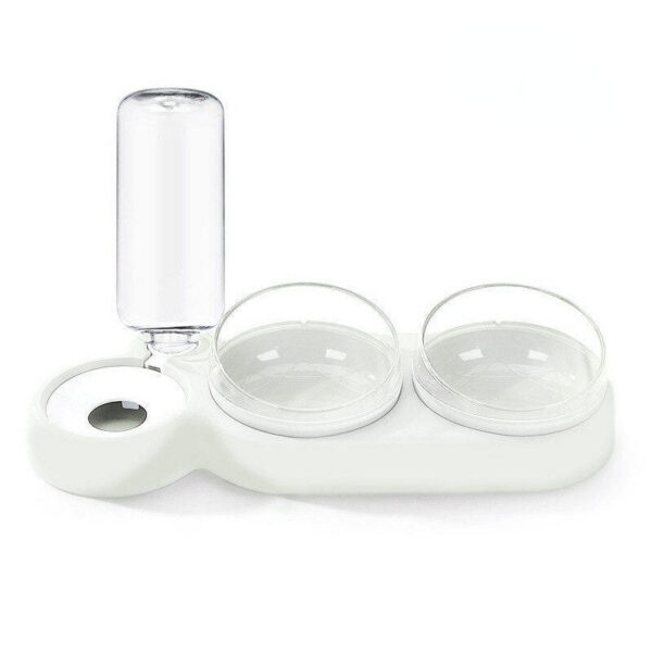 f5f88e3c08cff6cd 1pc Automatic Food & Water Dispenser Multi-functional Pet Double Bowl Feeder For Three-in-one Cat And Dog Feeding Supply