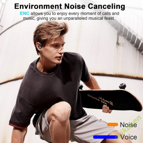 75Hrs Bluetooth 5.3 Earphones IP7 Waterproof Wireless Headphones with ENC Noise Cancelg Mic Deep Bass For Sports Workout Gym