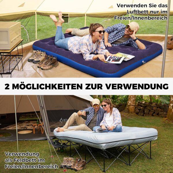 f5fd493541b10f9b FUNDANGO Campingbett Luftmatratze 2 Personen mit Gestell, Camping luftbett mit pumpe Beistelltisch,Aufblasbare Matratze mit Tragetasche, Gästebett für Reisen Angeln Camping Indoor