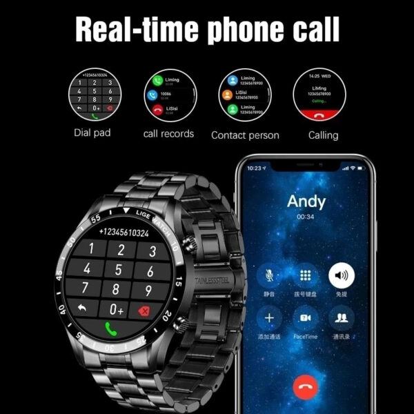 f60d8451ecb1934a LIGE 2024 Smart Watch Full Circle Touch Screen Bluetooth Call Men Smartwatch Waterproof Sport Activity Fiess Watch+Box