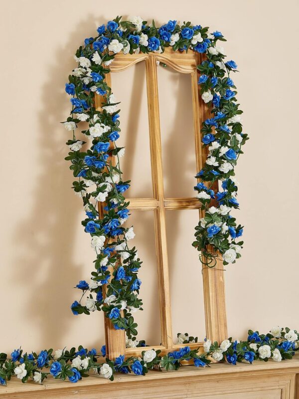 f62404978c444f4a PARTY JOY 5pcs 41Ft Flower Garland Fake Rose Vine Artificial Flowers Hanging Rose Ivy Hanging Baskets Wedding Arch Garden Background Decor