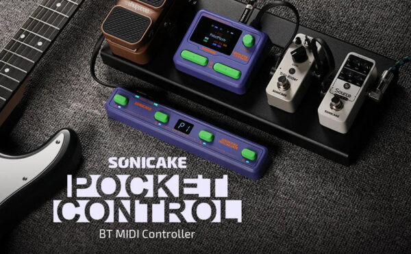 SONICAKE Pocket Control Portable Wireless MIDI Controller 4 Programmable Footswitches, USB Host, Rechargeable Battery Built-in