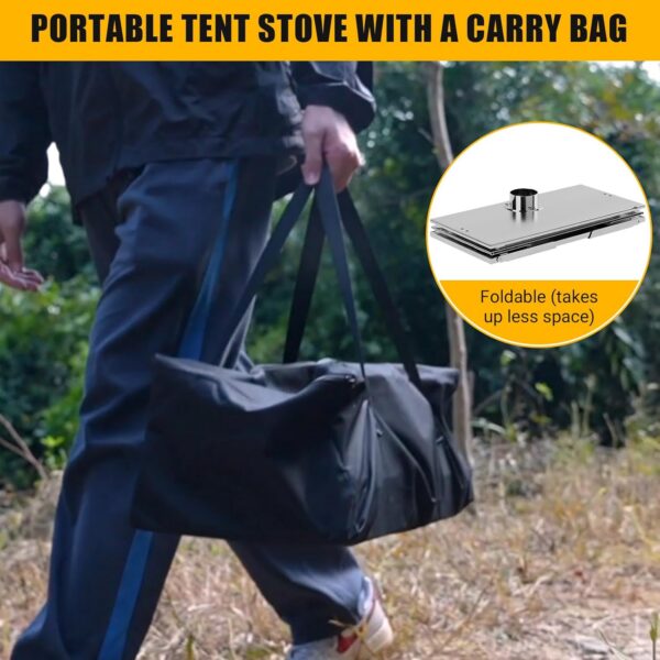 Portable Hot Tent Stove,Wood Burning Stove for Camping, Tent Stove With View Glass, Large Stainless Steel Camping Stove With 5 Chimney Pipes for Outdoor Heating and Cooking