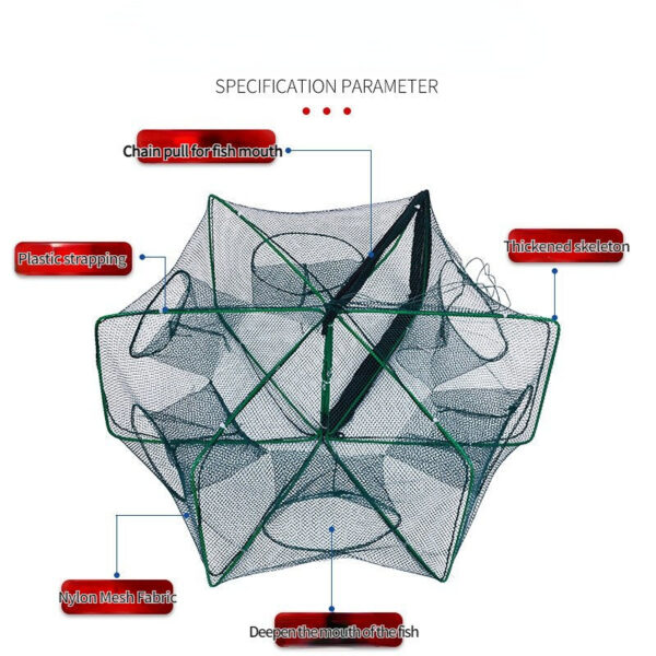 Fishing Net Folded Hexagon Octagon 6/8 Holes Shrimp Automatic Crayfish Catcher Fish Network Baits Cast Mesh Trap