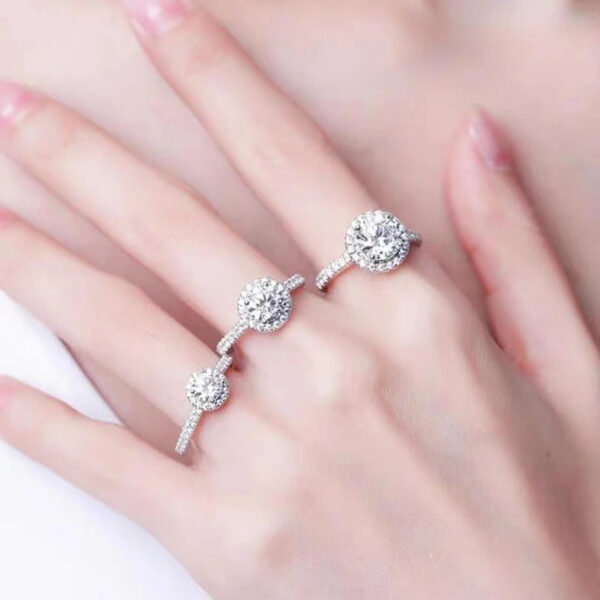 f63f49edf242235b 100% Real Moissanite Ring D VVS1 Pass Diamond Test Pen Adjustable Size S925 Sliver GRA Certificate Wedding Rings for Women