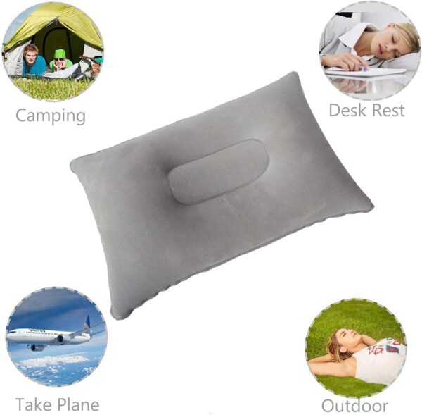 f6578edb0008add9 3 Pack Ultralight Inflatable Pillow Small Squared Flocked Fabric Air Pillow for Hiking,Camping,Traveling,Napping,Desk Rest, Beach Pillow Neck Lumbar Support(Gray)