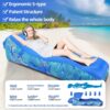 RZM Inflatable Lounger Air Sofa with Sunshade - Portable Waterproof Outdoor Couch for Camping, Beach, Hiking & Music Festivals - Quick Setup Lightweight Furniture w/Carry Bag (Clear Blue)