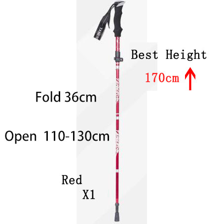 f66a0dc20925e401 5-Section Outdoor Fold Trekking Pole Camping Portable Walking Hiking Stick For Nordic Elderly Telescopic Club Easy Put Into Bag
