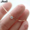 f66d763e59f79734 Jkeli Sterling Sier Gold Plated Necklace Single Sparkling Zircon Clavicle Chain for Women Wedding Jewelry collares