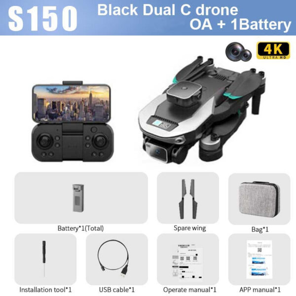 KBDFA S150 Drone HD Dual Camera Professional Aerial Photography Obstacle Avoidance Brushless Helicopter RC Quadcopter Toy Gifts