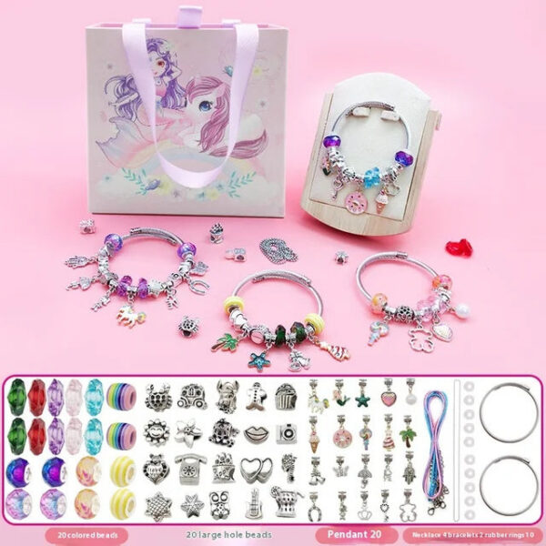 f67a593a8be489f5 DIY Bracelet Jewelry Girl Kids Making Accessories Kit with Beads Pendant Charms Bracelets and Necklace String