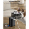 DownyPaws 2.5L Automatic Stainless Steel Cat Water Fountain 4000mAh Wireless Pet Drinker Battery & Sensor 2 in 1 Dispenser