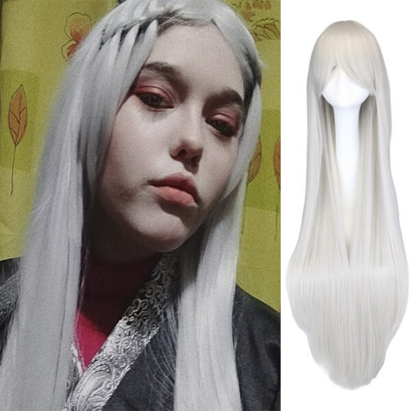 Long Straight Cosplay Wig Purple Black Red Pink Blue Dark Brown 100 Cm Synthetic Hair Wigs