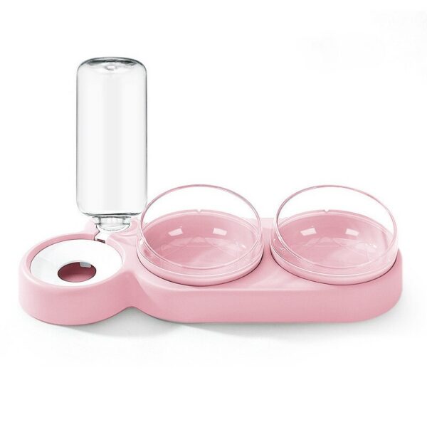 f6a64a343c02bbb7 1pc Automatic Food & Water Dispenser Multi-functional Pet Double Bowl Feeder For Three-in-one Cat And Dog Feeding Supply