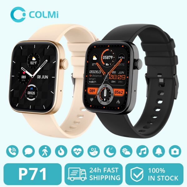 f6a90dcd14991f6d COLMI P71 Calling Smartwatch Men Health Monitoring IP68 Waterproof Notifications Voice Assistant Smart Watch Women