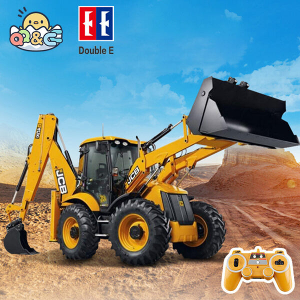 f6af409f62ebdb1c DOUBLE E E589 RC Backhoe Loader 1:20 Excavator Remote Control Car Engineering Vehicle Truck Model Bulldozer Trailer Toy for Boy
