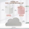 f6b7513b49a6a4bb Cat Food Water Bowl Set - Raised Ceramic Cat Feeding Bowls with Non Slip Mat - Elevated Cat Dish Anti Vomiting - Whisker Friendly Wide Cat Bowl - Microwave and Dishwasher Safe - White & Pink (2pcs)