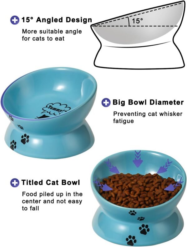 f6b8f4726fce454a Y YHY Cat Bowl Anti Vomiting, Raised Cat Food Bowls, Tilted Elevated Cat Bowl, Ceramic Pet Food Bowl for Flat Faced Cats, Small Dogs, Protect Pet's Spine, Dishwasher Safe