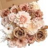 f6c50fc01abacc7b YYHUAWU Artificial Flowers Combo Set Fake Flower Leaf Box with Stems for DIY Wedding Bouquets Centerpieces Arrangements Baby Shower Party Home Decorations