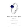 MODIAN 925 Sterling Silver Vintage Exquisite Basic Oval Blue Zirconia Finger Ring for Women Statement Ring Jewelry Gift
