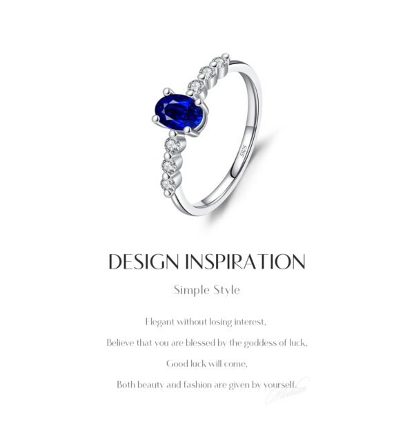 MODIAN 925 Sterling Silver Vintage Exquisite Basic Oval Blue Zirconia Finger Ring for Women Statement Ring Jewelry Gift