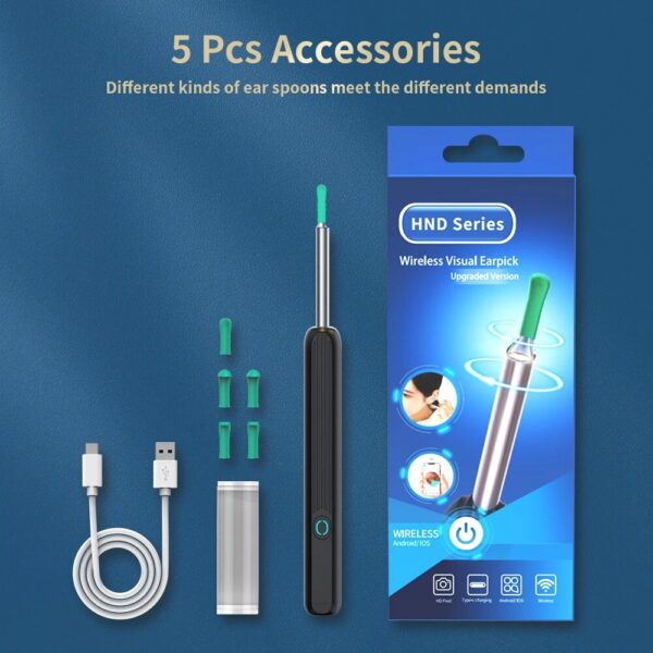 Wireless Visual Wax Removal Safe Endoscope Earpick with Camera 1080P Luminous Otoscope Ear Cleaning Tools
