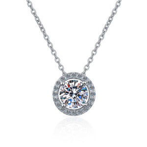f6d918dc353c71a7 Certified Necklace for Women 0.5-2CT VVS Brilliant Moissanite Diamond Halo Pendent Necklaces Anniversary Gift