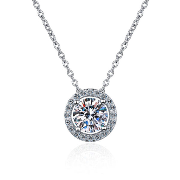 f6d918dc353c71a7 Certified Necklace for Women 0.5-2CT VVS Brilliant Moissanite Diamond Halo Pendent Necklaces Anniversary Gift