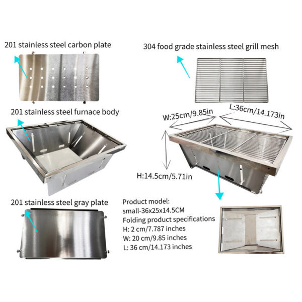 f6e61d67bacbdad6 304 Stainless Steel Grill Portable Outdoor IGT Table Folding Firewood Barbecue Camping Stove