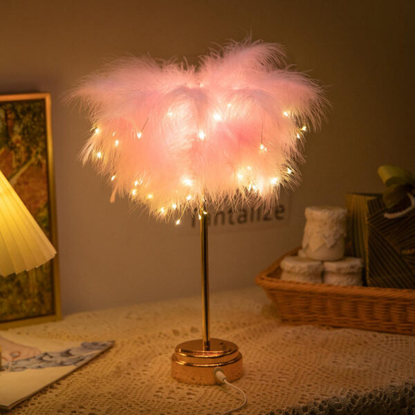 f6f18a6e0bd0a51f Feather Desk Rechargeable Creative Remote Control Lamp Versatile Warm White for Party Wedding Christmas Decor