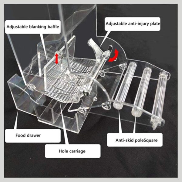 f71e90de3ce2bada No Split Bird Seed Feeder for Cage,Parrot Automatic Foraging Systems Food Feeding Station with Perch,Heavty Acrylic,One-Step Moulding