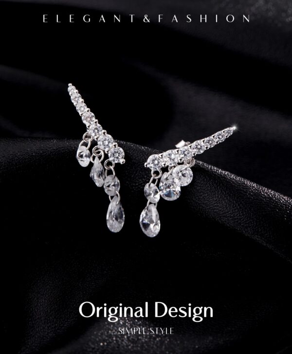 f73542e93934a85a MODIAN 925 Sterling Silver Sparkling Geometric Water Drop CZ Stud Earrings For Women Wedding Engagement Fine Jewelry Gifts