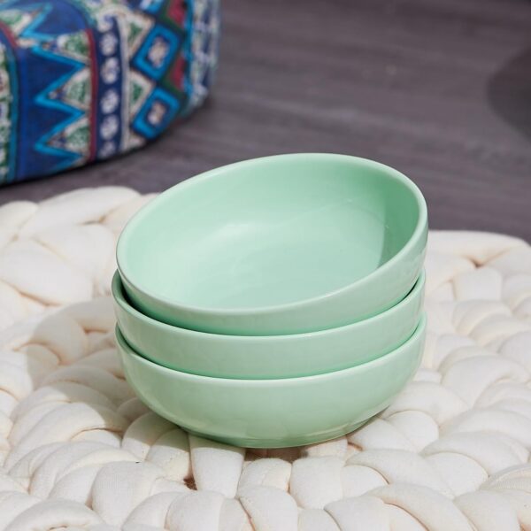 f73a8e5d0d001053 Howise 5.3 in Ceramic Cat Bowls Set, Shallow Cat Food Bowl Small Pet Bowls Cat Dish for Food and Water, Green