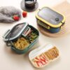 f7523d8a1bacd97c Single Double-layer Portable Compartment Fruit Food Microwave Lunch With Fork And Spoon Picnic Fresh Box