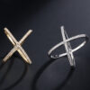 f75d1f532a0dc851 Handmade S Sier Criss X Cross Rings, thin AAAAA Zircon rings,women wedding Micro Pave Ring