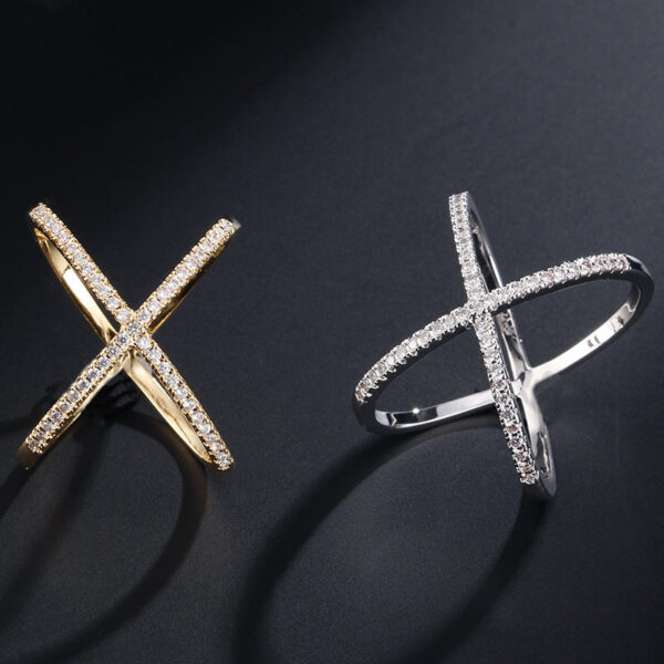 f75d1f532a0dc851 Handmade S Sier Criss X Cross Rings, thin AAAAA Zircon rings,women wedding Micro Pave Ring