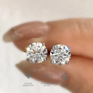 f776c00ec4b9b7aa DW D Color Brilliant Round Cut Lab Moissanite Diamond Stud Earrings for Women 925 Sterling Silver Gold Plated Wedding Jewelry
